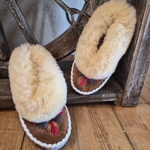 Cozy Sheepskin Slippers with Embroidery